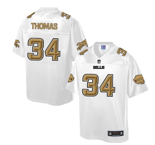 Men's Game Thurman Thomas Nike Jersey White - #34 Pro Line Fashion NFL Buffalo Bills